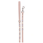 Powder Pink - Blue - Silver - deri köpek gezdirme kayışı
