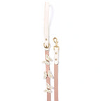 Powder Pink - Gold - deri köpek gezdirme kayışı